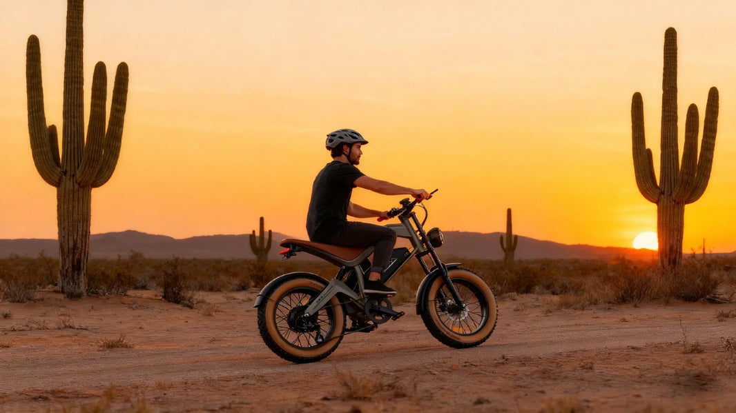 Fat-tire e-bike summer ride on a DYU M20