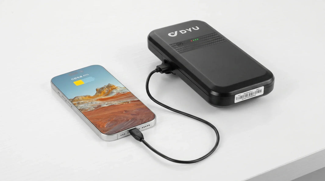 DYU SP1 lightweight folding e-bike battery used as a phone power bank