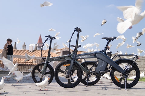 DYU T1 Bicicleta Elétrica Dobrável com Sensor de Torque com Pedal Assistido de 20 Polegadas