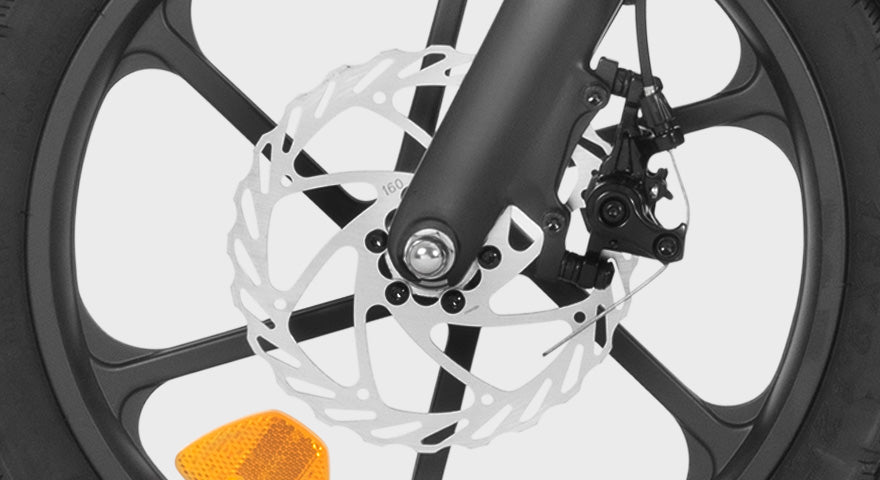 Bicicleta eléctrica plegable completa DYU A16 de 16 pulgadas 23 SISTEMA DE FRENADO