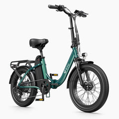 Green electric bike on a white background