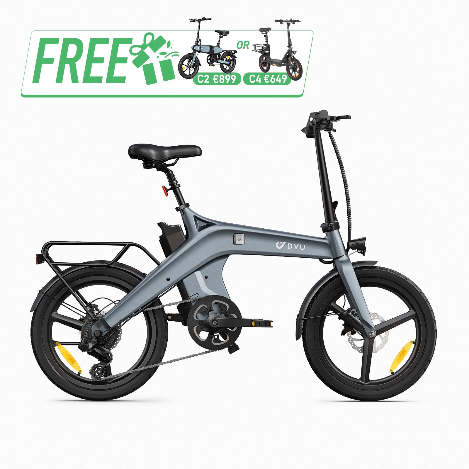 DYU T1 Bicicleta Elétrica Dobrável com Sensor de Torque com Pedal Assistido de 20 Polegadas