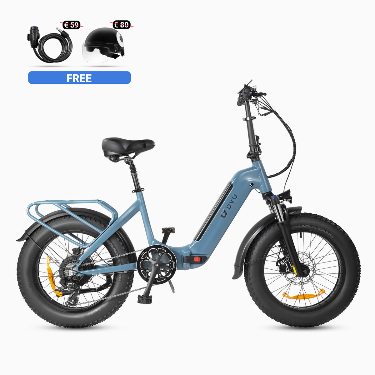 DYU FF500 Bicicleta elétrica com pneu gordo de 20 polegadas