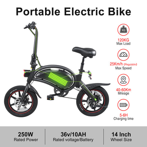Mini bicicleta plegable DYU D3+ de 14 pulgadas con aplicación
