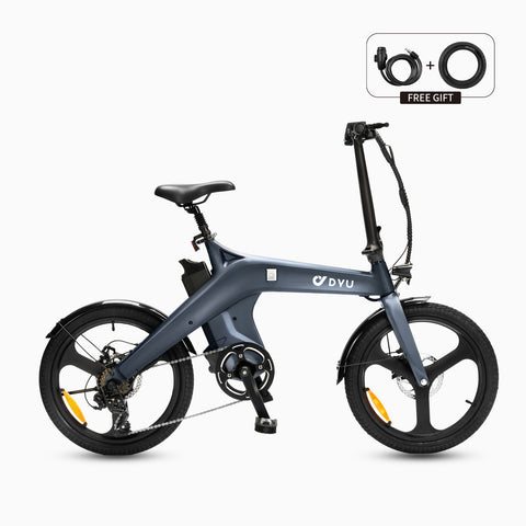 Bicicleta eléctrica plegable con sensor de torsión asistido por pedaleo DYU T1 de 20 pulgadas