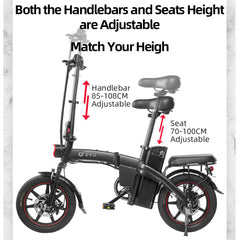 DYU A5 14 Inch Full Foldable Electric Bike - Electric Bikes